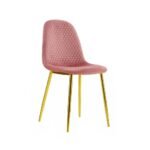 Lot De 4 Chaises Scandinave Alveole Gold Velours Vieux Rose