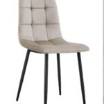 Lot De 4 Chaises Elisa Pied Noir Velours Taupe