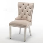 Lot De 2 Chaises Poignet Rectangle Chrome Beige