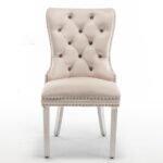 Lot De 2 Chaises Poignet Rectangle Chrome Beige – Image 2