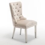 Lot De 2 Chaises Poignet Rectangle Chrome Beige – Image 3