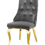 Lot De 4 Chaises Anneau Cloute Gold Velours Anthracite