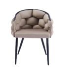 Lot De 2 Chaises Ballon Noir Velours taupe – Image 2