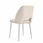 Lot De 4 Chaises Ava Chrome Velours Beige – Image 3