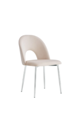 Lot De 4 Chaises Teddy Chrome Velours Beige