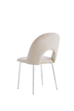 Lot De 4 Chaises Teddy Chrome Velours Beige – Image 3