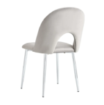 Lot De 4 Chaises Teddy Chrome Velours Gris – Image 2