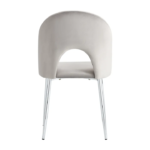 Lot De 4 Chaises Teddy Chrome Velours Gris – Image 3