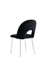 Lot De 4 Chaises Teddy Chrome Velours Noir – Image 4