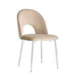 Lot De 4 Chaises Teddy Chrome Velours Taupe