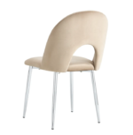 Lot De 4 Chaises Teddy Chrome Velours Taupe – Image 2