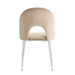 Lot De 4 Chaises Teddy Chrome Velours Taupe – Image 3