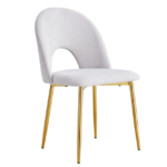 Lot De 4 Chaises Teddy Chenille Gold Velours Light Grey