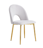 Lot De 4 Chaises Teddy Chenille Gold Velours Light Grey