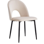 Lot De 4 Chaises Teddy Métal Noir Velours Beige