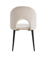 Lot De 4 Chaises Teddy Métal Noir Velours Beige – Image 3