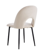 Lot De 4 Chaises Teddy Métal Noir Velours Beige – Image 2