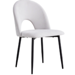 Lot De 4 Chaises Teddy Chenille Métal Noir Velours Light Grey