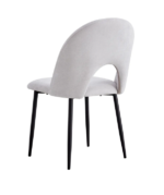 Lot De 4 Chaises Teddy Chenille Métal Noir Velours Light Grey – Image 2