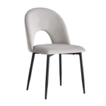 Lot De 4 Chaises Teddy Métal Noir Velours Gris