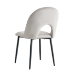 Lot De 4 Chaises Teddy Métal Noir Velours Gris – Image 2