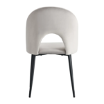 Lot De 4 Chaises Teddy Métal Noir Velours Gris – Image 3