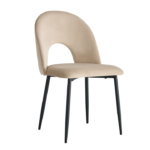 Lot De 4 Chaises Teddy Métal Noir Velours Taupe