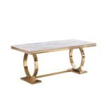 Table Repas Omega Gold Marbre Blanc 180x90 Cm