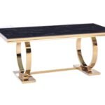 Table Repas Omega Gold Marbre Noir 180x90 Cm