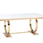 Table Repas Omega Gold Resine Blanche 180x90 Cm