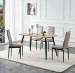 Table Repas Ammo Pieds Metal Noir Plateau En Chêne Griffée 120x70 Cm SANS CHAISES