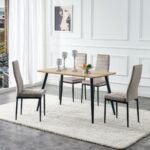 Table Repas Ammo Pieds Metal Noir Plateau En Chêne Griffée 120x70 Cm SANS CHAISES