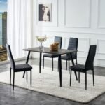 Table Repas Ammo Pieds Metal Noir Plateau En Noyer 120x70 Cm