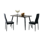 Table Repas Ammo Pieds Metal Noir Plateau En Noyer 120x70 Cm – Image 2
