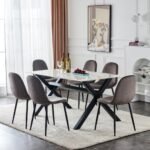 Table Basse IXE Pied Métal Plateau Marbre Blanc 120x60x45 Cm