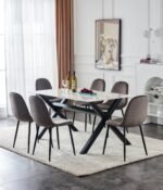 Table Basse IXE Pied Métal Plateau Marbre Blanc 120x60x45 Cm