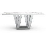 Table A Manger Elégance Chrome Verre Marbre Blanc 180x90x75cm – Image 2