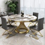 Table Repas Deluxe Gold Marbre Blanc 130x75 Cm – Image 4