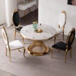 Table Repas Deluxe Gold Marbre Blanc 130x75 Cm – Image 2