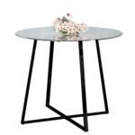 Table Repas Heloise Pieds Metal Noir Transparent 120cm De Diametre