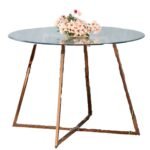Table Repas Heloise Pieds Or Rose Transparent 120cm De Diametre