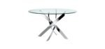 Table Repas Jessica Chrome  Verre Transparent Piétement en Acier  100X75 Cm SANS CHAISES – Image 3