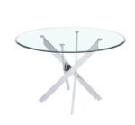 Table Repas Jessica Chrome  Verre Transparent Piétement en Acier  100X75 Cm SANS CHAISES – Image 2