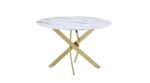 Table Repas Jessica Gold Marbre Blanc Piétement en Acier Gold  120X75 Cm – Image 3