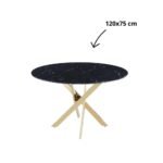 Table Repas Jessica Gold Marbre Noir Pietiement en Acier Gold  120X75 Cm – Image 5