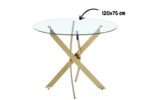 Table Repas Jessica Gold Transparent Piétement en Acier Gold  120X75 Cm – Image 2