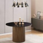 Table A Manger BAIETA Pied Gold Plateau Noir 120X75Cm