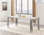 Table A Manger Flute Chrome Marbre Blanc 180x90x75 Cm
