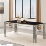 Table A Manger Flute Chrome Marbre Noir 150x90x75 Cm