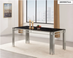 Table A Manger Flute Chrome Marbre Noir 180x90x75 Cm